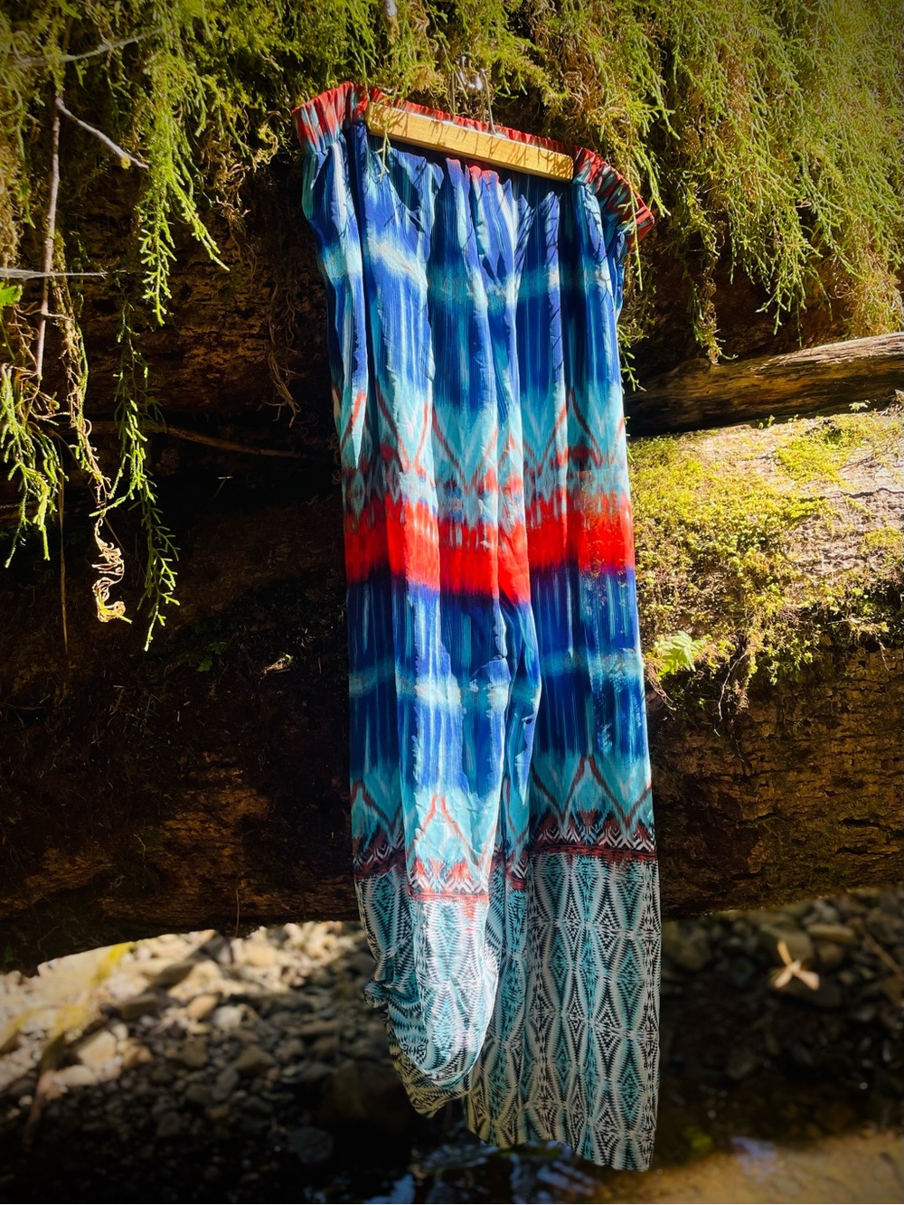 BISOU BISOU | L | Michele Bohbot NWT Sheer Gauze Palazzo Pants Shorts Ikat Boho